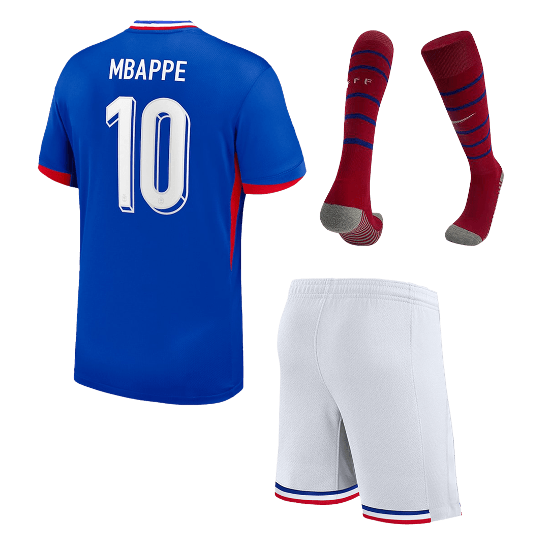 France MBAPPE #10 Home Jersey Kit EURO 2024 Kids(Jersey+Shorts+Socks)