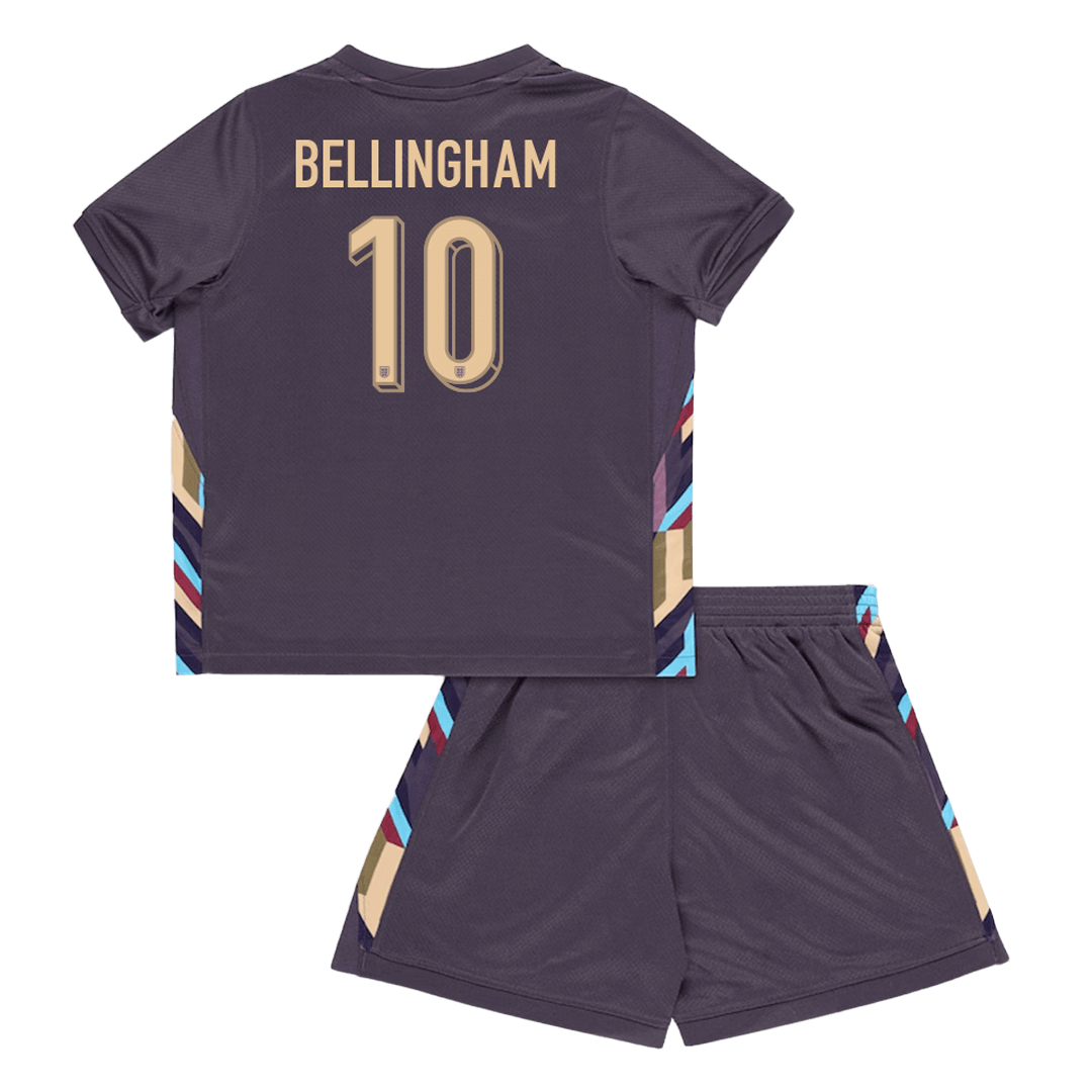England BELLINGHAM #10 Away Jersey Kit EURO 2024 Kids(Jersey+Shorts)
