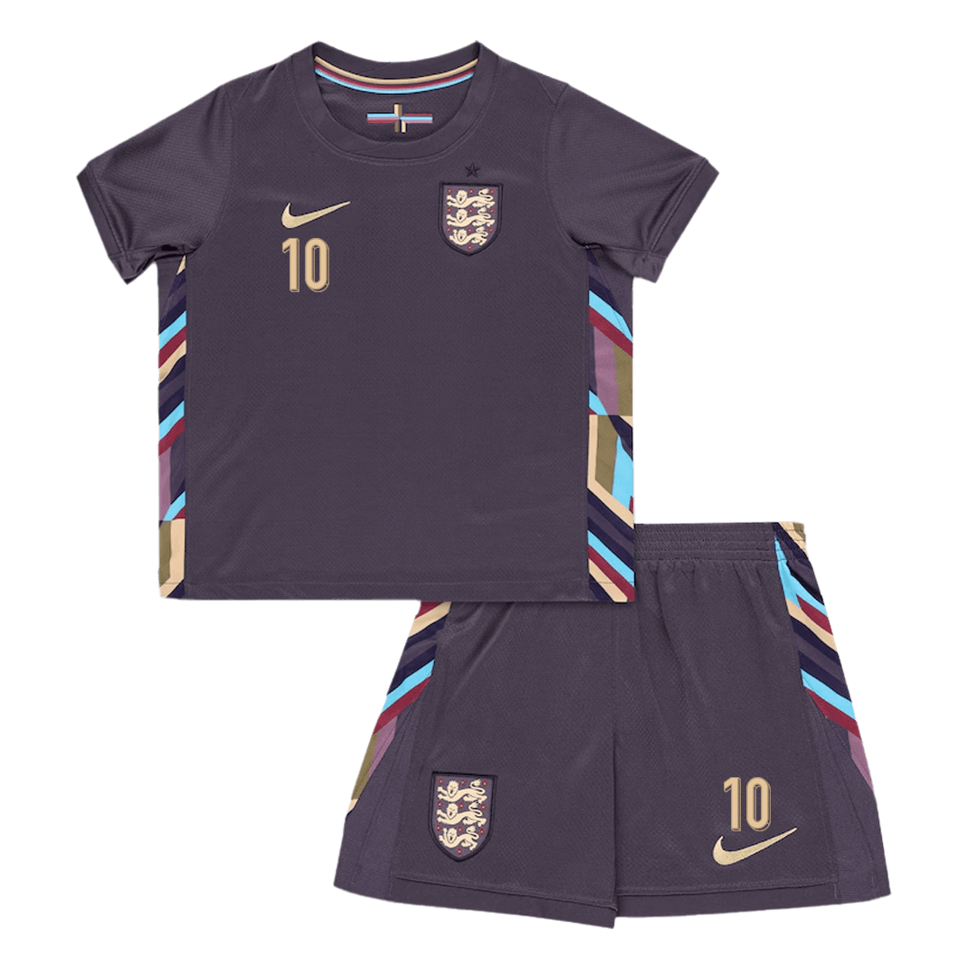 England BELLINGHAM #10 Away Jersey Kit EURO 2024 Kids(Jersey+Shorts)