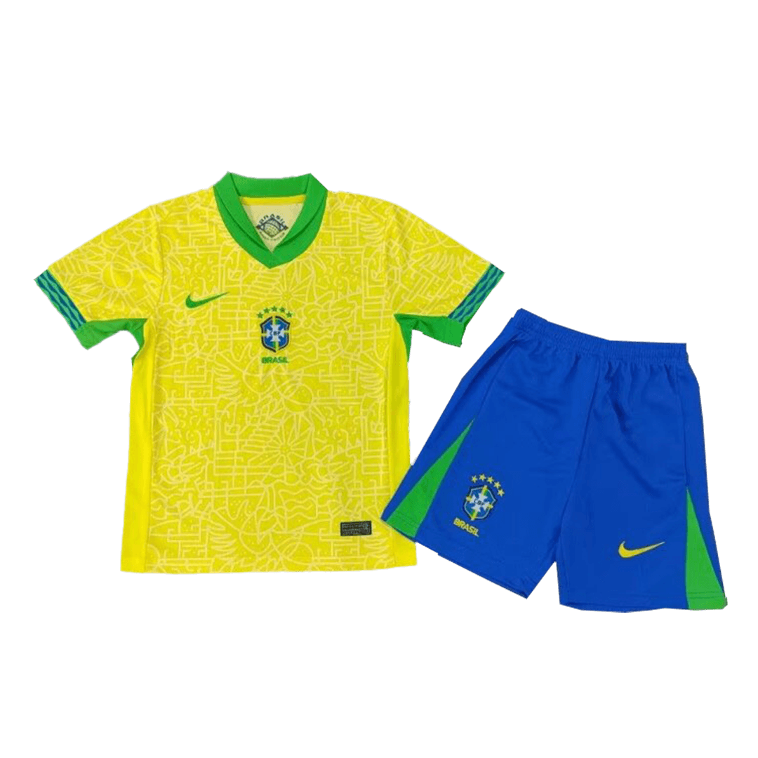 Brazil Home Jersey Kit Copa America 2024 Kids(Jersey+Shorts)