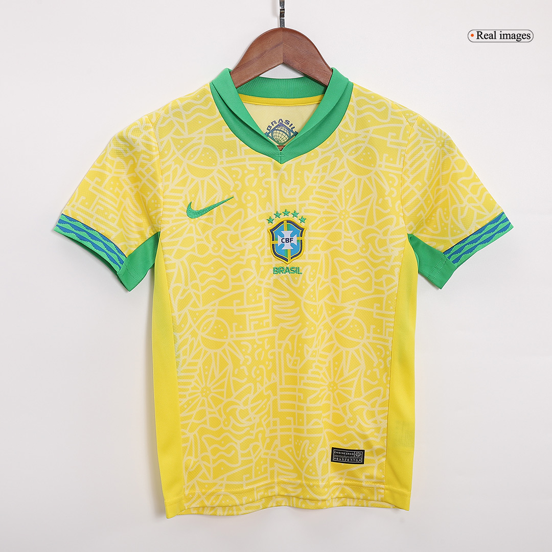 Brazil Home Jersey Kit Copa America 2024 Kids(Jersey+Shorts)