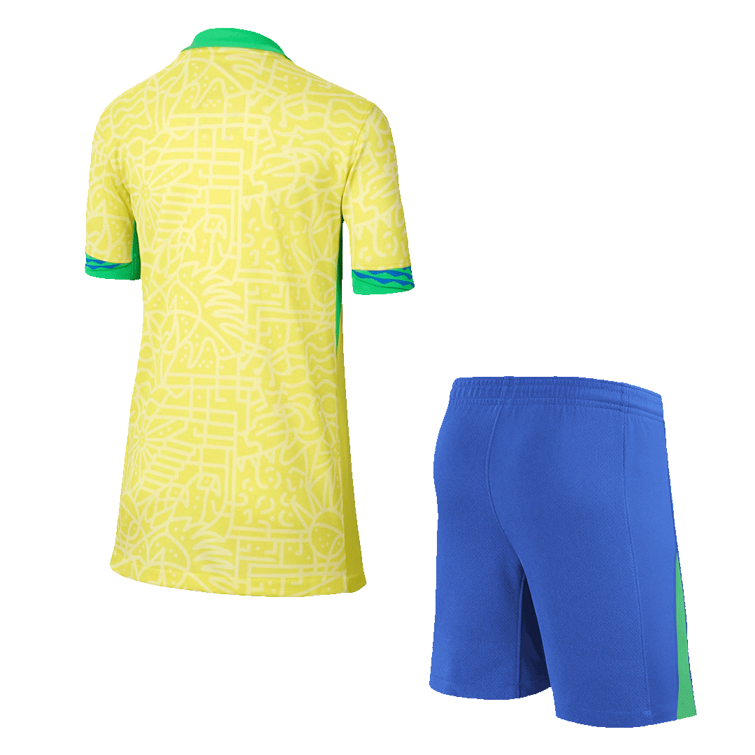 Brazil Home Jersey Kit Copa America 2024 Kids(Jersey+Shorts)