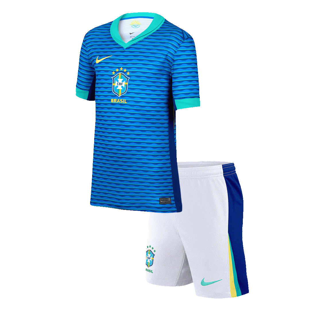 Brazil Away Jersey Kit Copa America 2024 Kids(Jersey+Shorts)