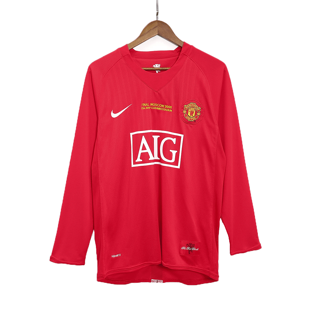 Manchester United SCHOLES #18 Home Soccer Jersey Retro 2007/08 - Long Sleeve (UCL Final)