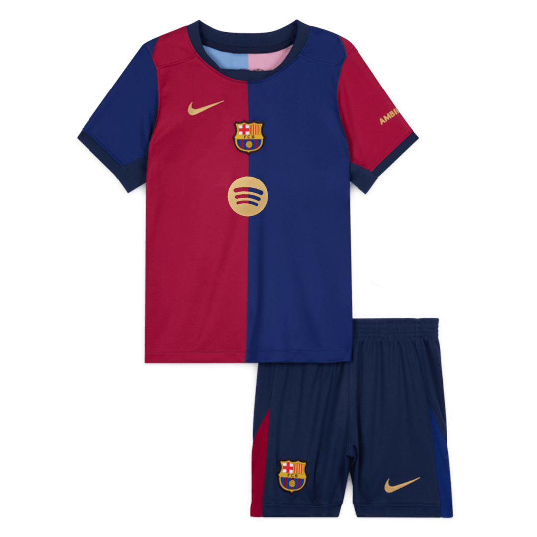 Barcelona Home Jersey Kit 2024/25 Kids(Jersey+Shorts) Spotify Logo Without Text