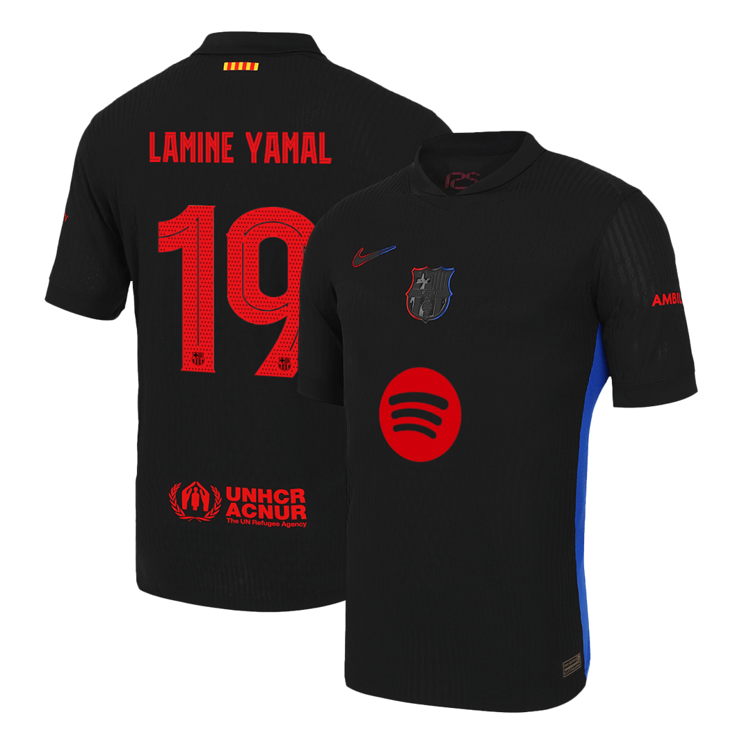 Barcelona LAMINE YAMAL #19 Away Soccer Jersey Authentic 2024/25 - UCL（Spotify Logo Without Text）