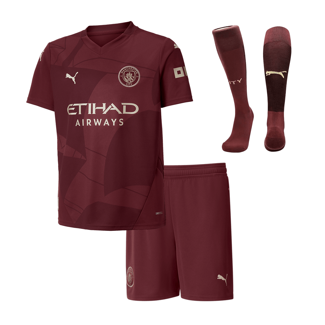 Manchester City Third Away Soccer Jersey Kit 2024/25 Kids(Jersey+Shorts+Socks)