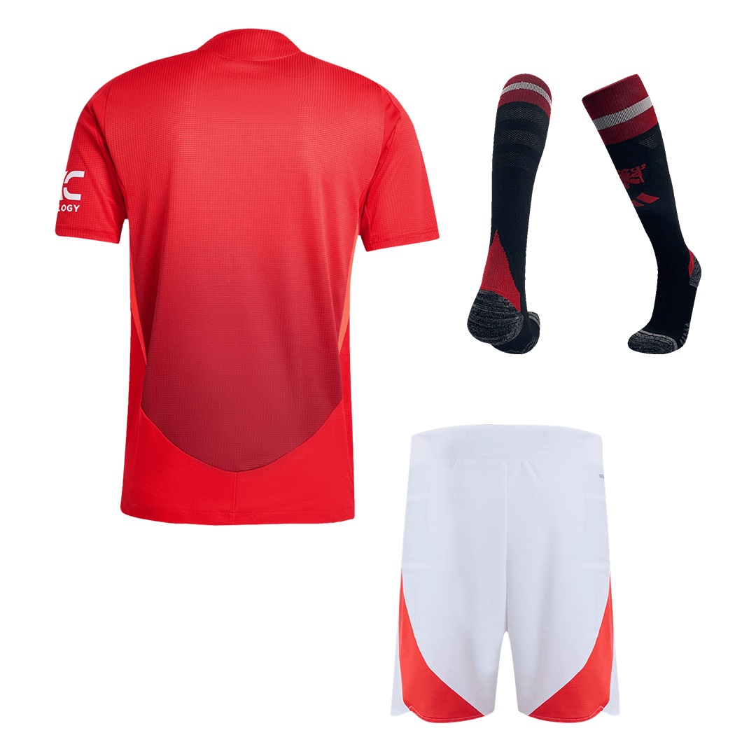 Manchester United Home Soccer Jersey Kit Authentic 2024/25 (Jersey+Shorts+Socks)
