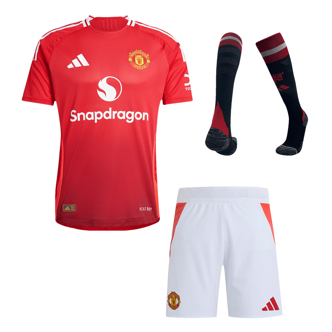 Manchester United Home Soccer Jersey Kit Authentic 2024/25 (Jersey+Shorts+Socks)
