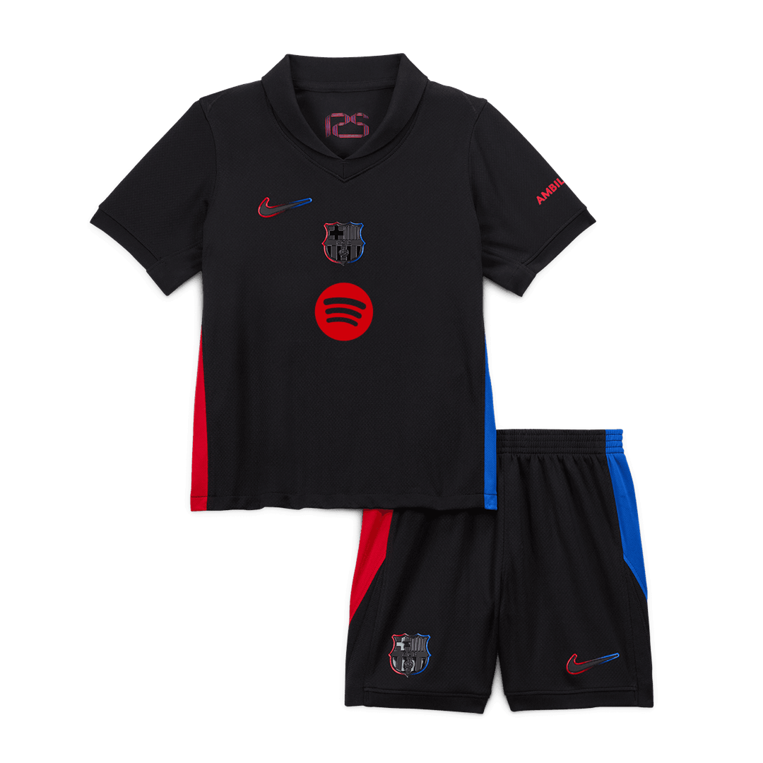 Barcelona Away Soccer Jersey Kit 2024/25 Kids(Jersey+Shorts)- Spotify Logo Without Text