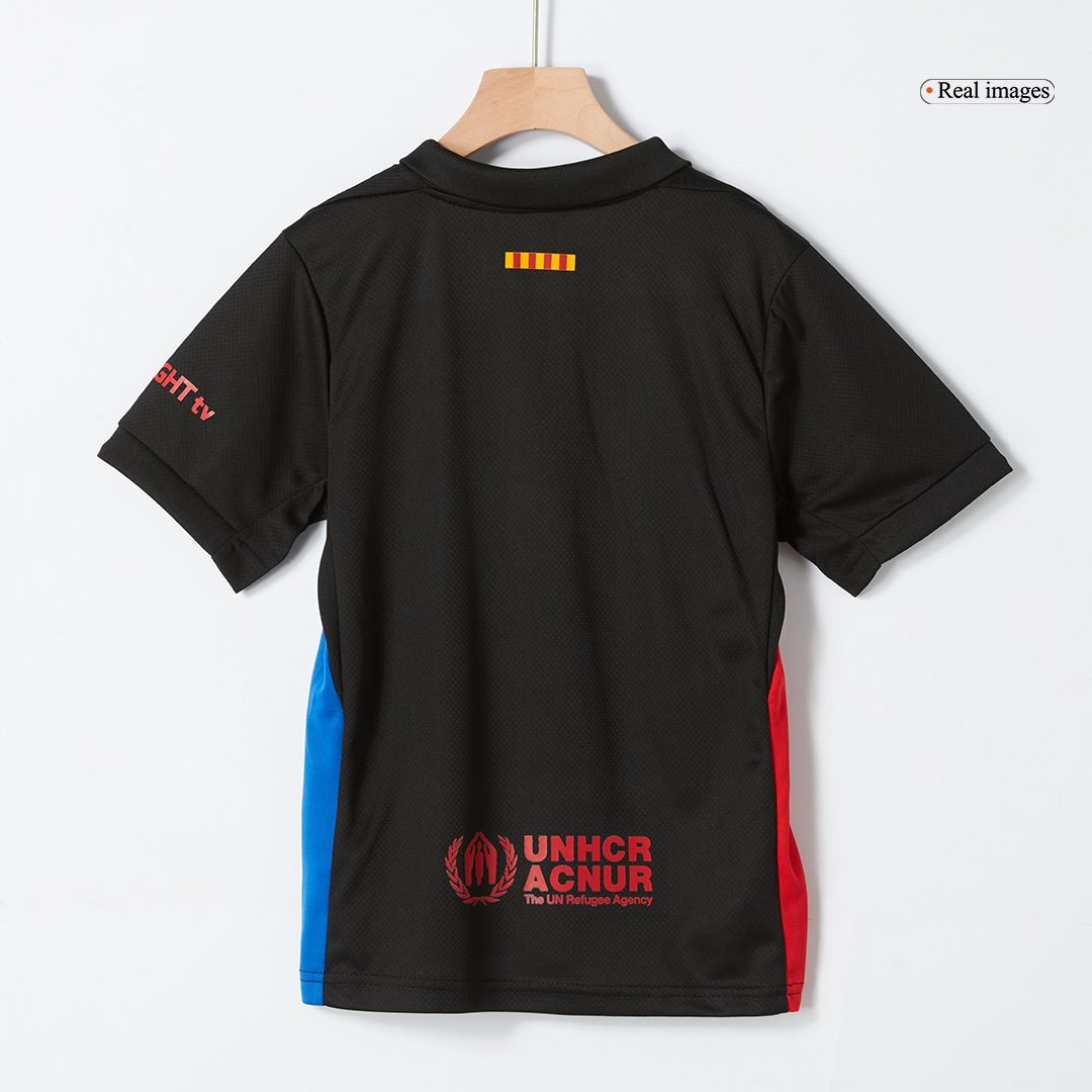 Barcelona Away Soccer Jersey Kit 2024/25 Kids(Jersey+Shorts)- Spotify Logo Without Text