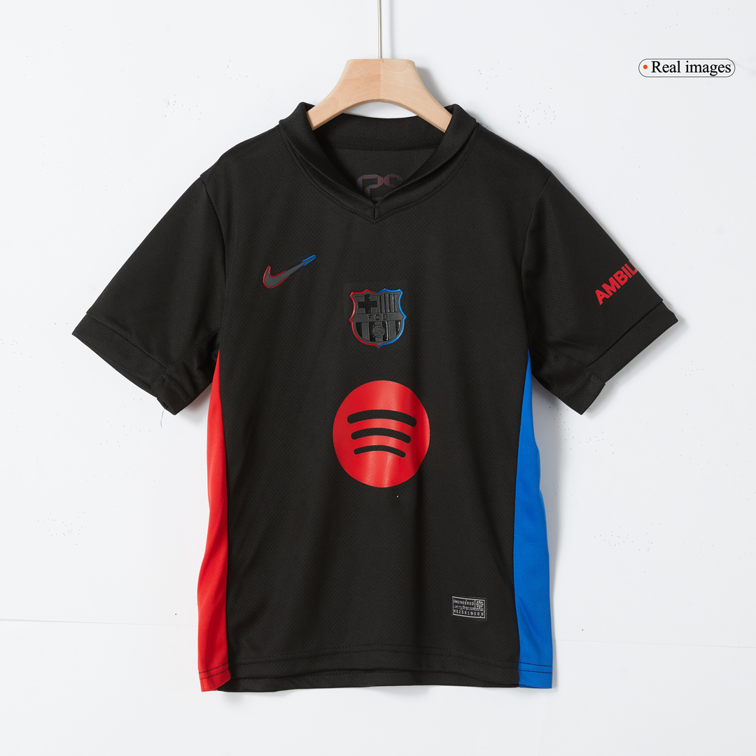 Barcelona Away Soccer Jersey Kit 2024/25 Kids(Jersey+Shorts)- Spotify Logo Without Text