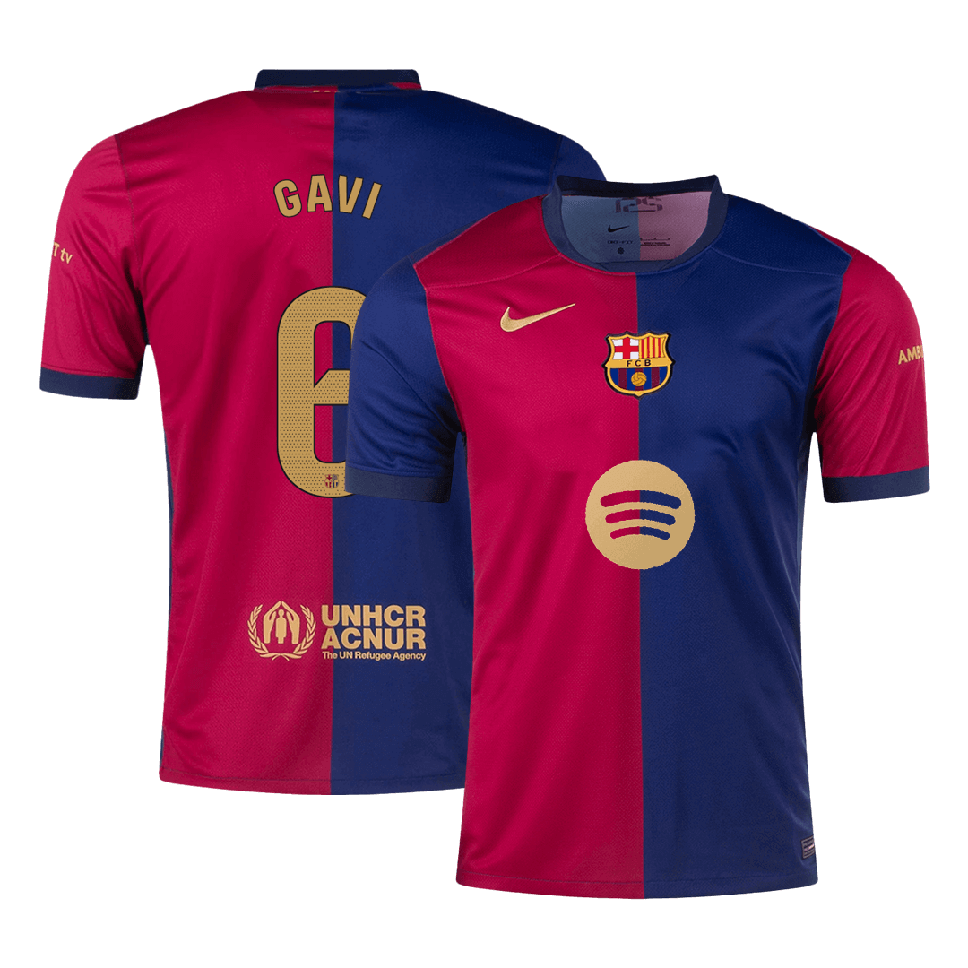 Barcelona GAVI #6 Home Jersey 2024/25 - Spotify Logo Without Text