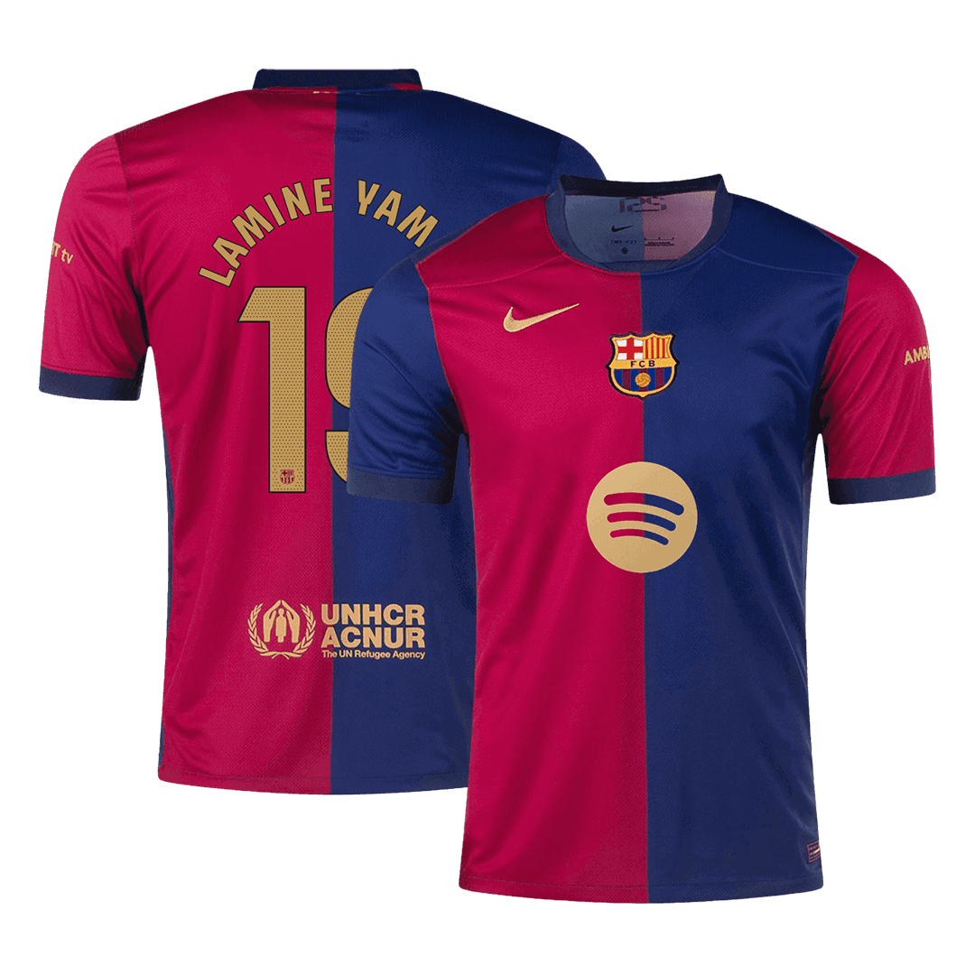 Barcelona LAMINE YAMAL #19 Home Jersey 2024/25 - Spotify Logo Without Text