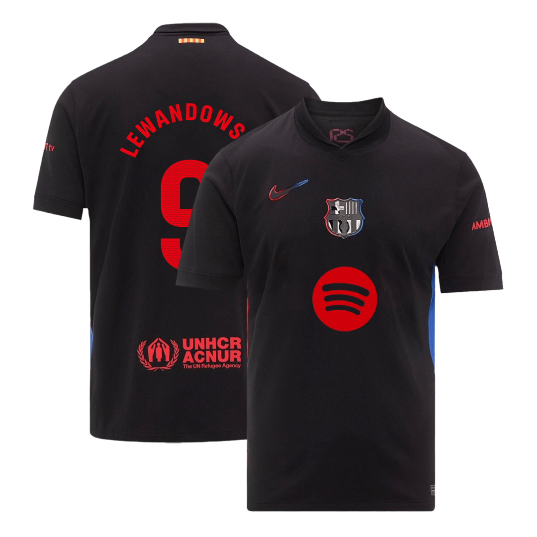 Barcelona LEWANDOWSKI #9 Away Soccer Jersey 2024/25- Spotify Logo Without Text