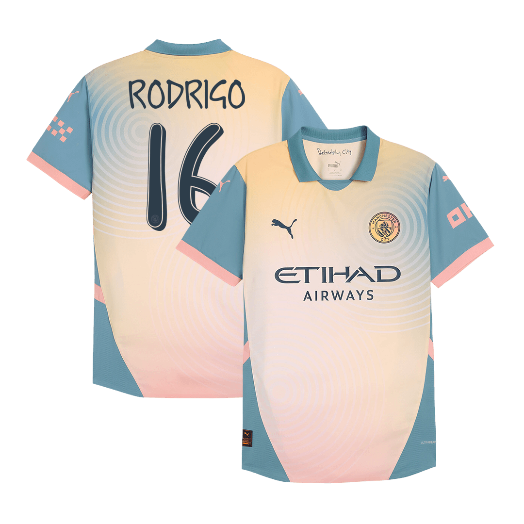 Manchester City RODRIGO #16 Fourth Away Soccer Jersey Authentic 2024/25- Definitely City (UCL Edition)