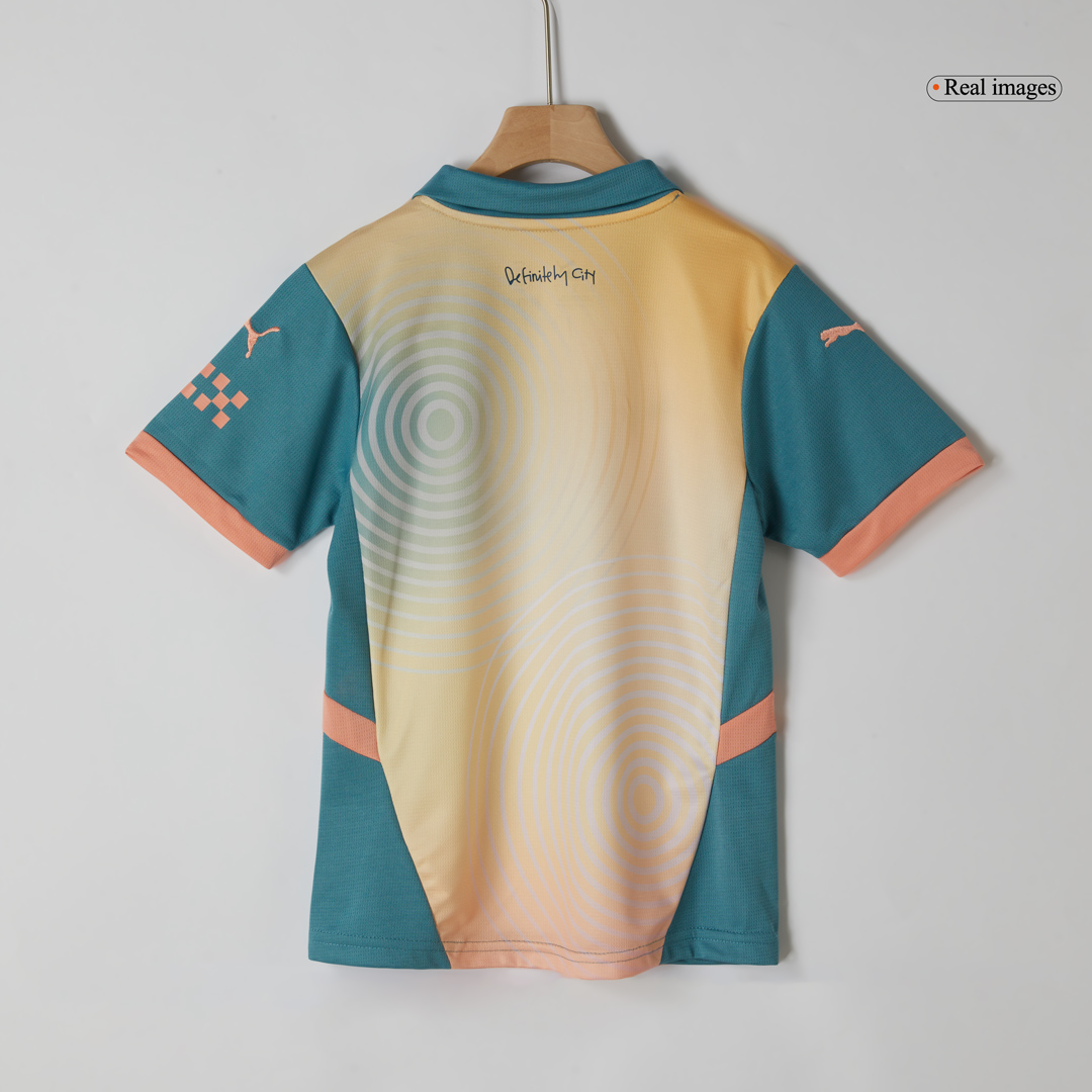 Manchester City Fourth Away Soccer Jersey Kit 2024/25 Kids(Jersey+Shorts)- Definitely City (UCL)