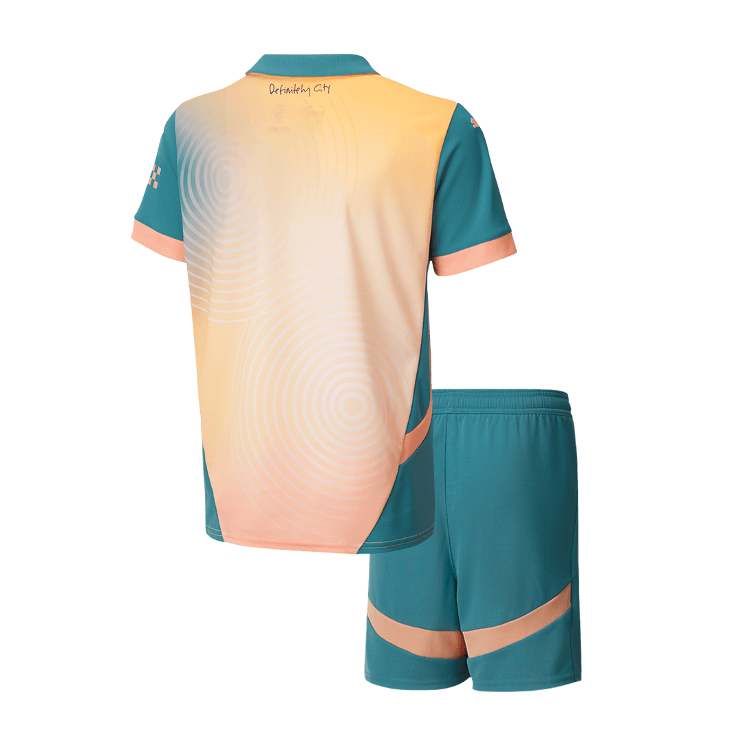 Manchester City Fourth Away Soccer Jersey Kit 2024/25 Kids(Jersey+Shorts)- Definitely City (UCL)