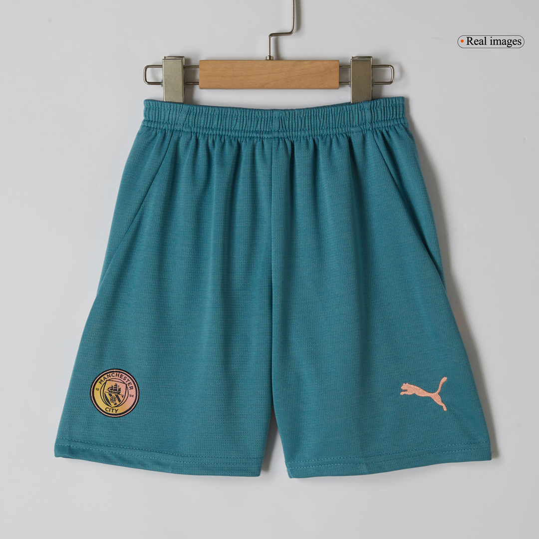 Manchester City Fourth Away Soccer Jersey Kit 2024/25 Kids(Jersey+Shorts)- Definitely City (UCL)