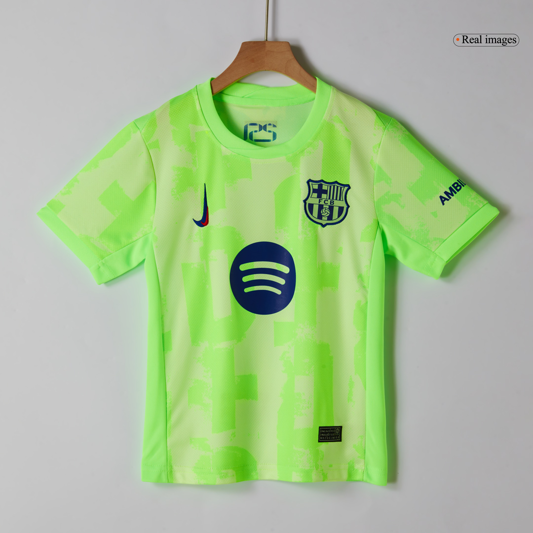 Barcelona Third Away Soccer Jersey Kit 2024/25 Kids(Jersey+Shorts) - UCL (Spotify Logo Without Text)