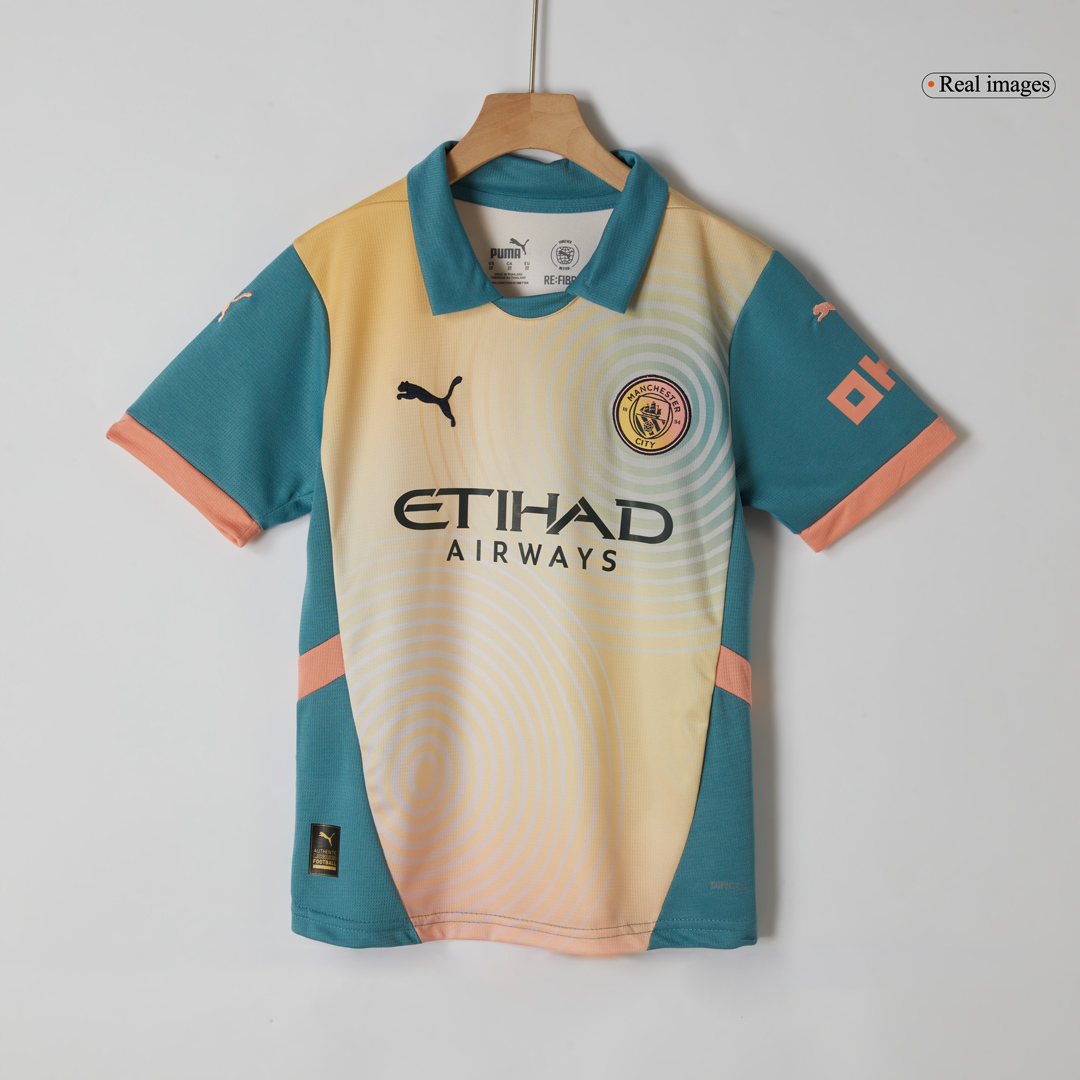 Manchester City Fourth Away Soccer Jersey Kit 2024/25 Kids(Jersey+Shorts)- Definitely City (UCL)