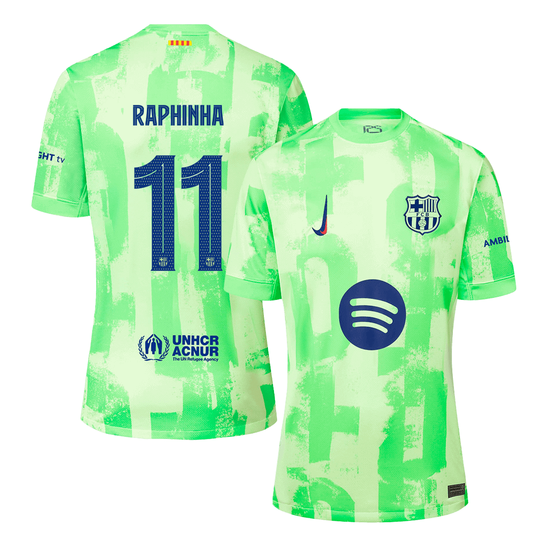 Barcelona RAPHINHA #11 Third Away Jersey 2024/25 - UCL（Spotify Logo Without Text）