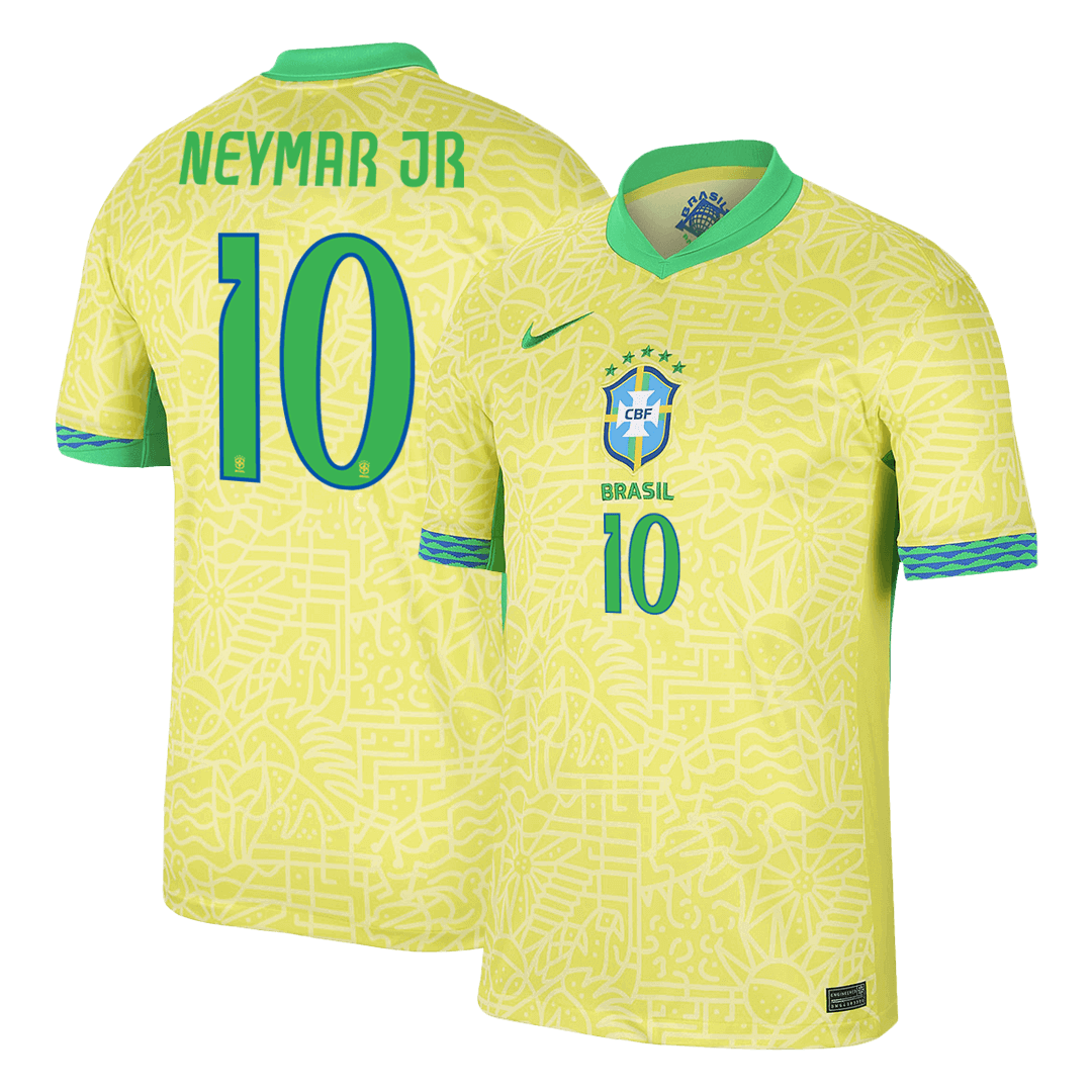 Brazil NEYMAR JR #10 Home Soccer Jersey 2024