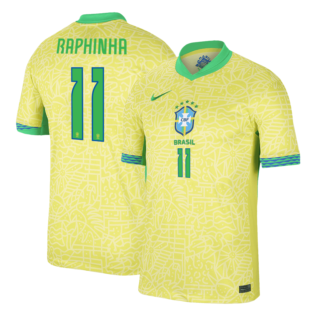 Brazil RAPHINHA #11 Home Soccer Jersey Copa America 2024