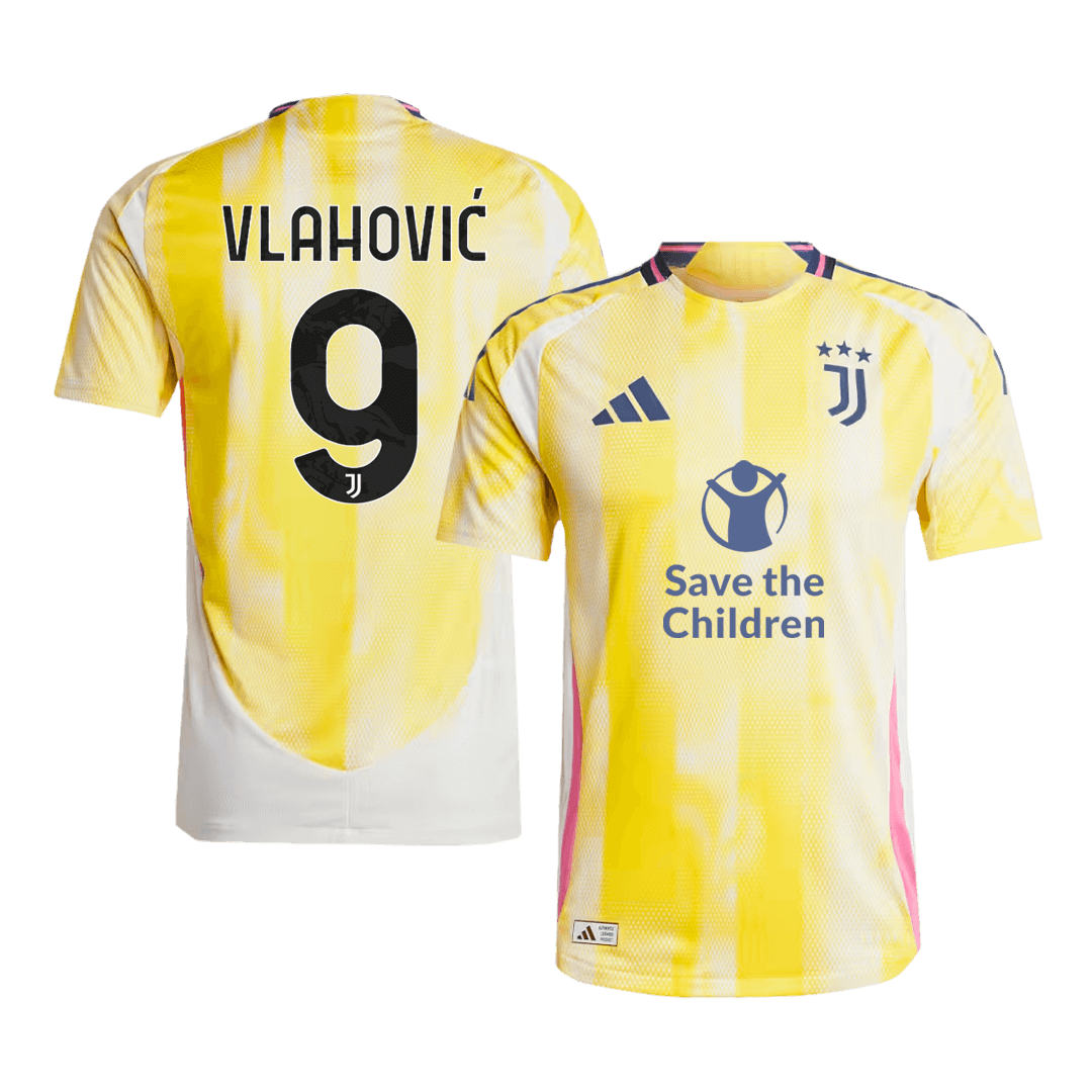 Juventus VLAHOVIĆ #9 Away Soccer Jersey Authentic 2024/25- Save The Children Sponsor