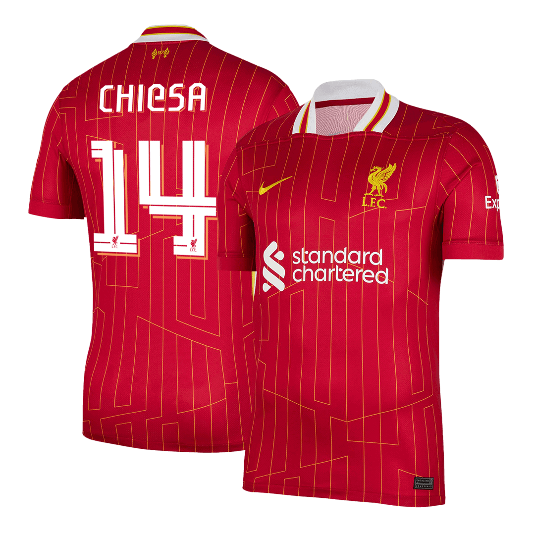Liverpool CHIESA #14 Home Soccer Jersey 2024/25 - UCL Edition