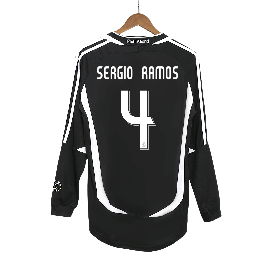 Real Madrid SERGIO RAMOS #4 Long Sleeve Away Soccer Jersey Retro 2006/07