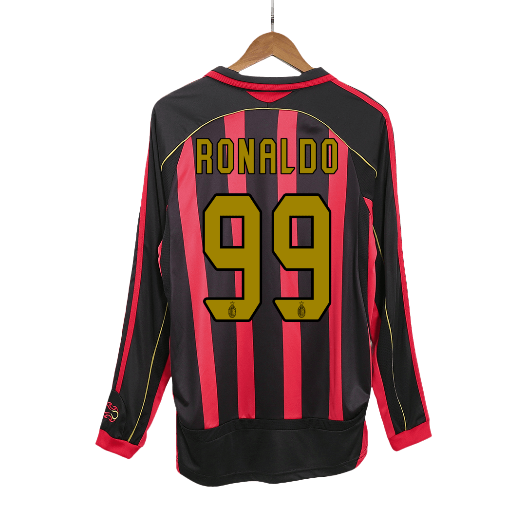 AC Milan RONALDO #99 Long Sleeve Home Soccer Jersey Retro 2006/07