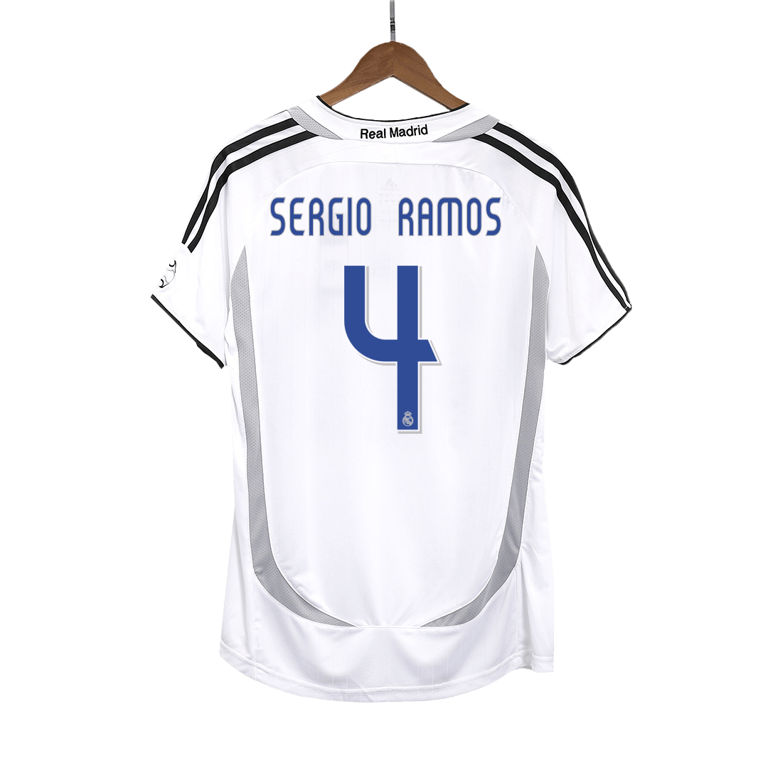 Real Madrid SERGIO RAMOS #4 Home Soccer Jersey Retro 2006/07