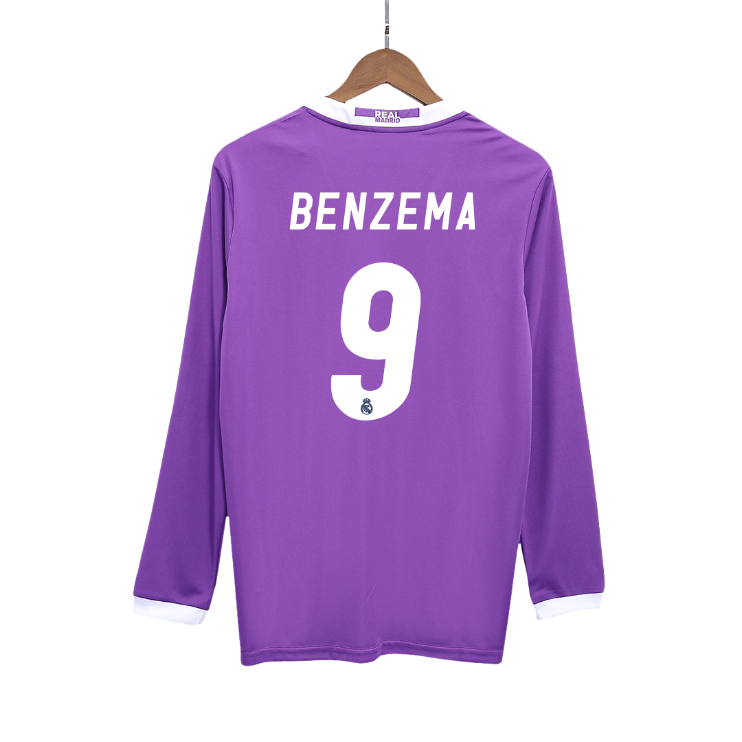 Real Madrid BENZEMA #9 Away Soccer Jersey Retro 2016/17 - Long Sleeve