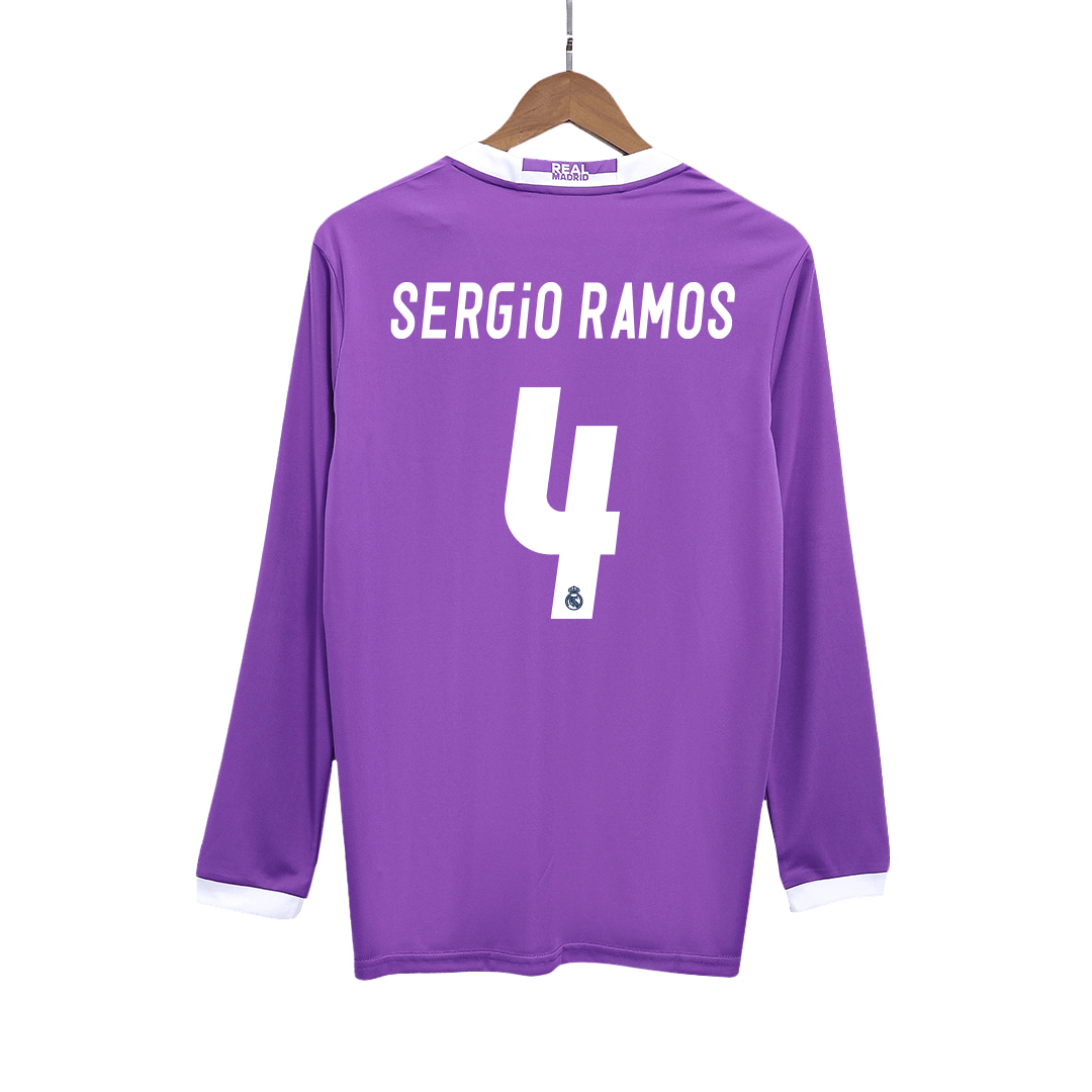 Real Madrid SERGIO RAMOS #4 Away Soccer Jersey Retro 2016/17 - Long Sleeve