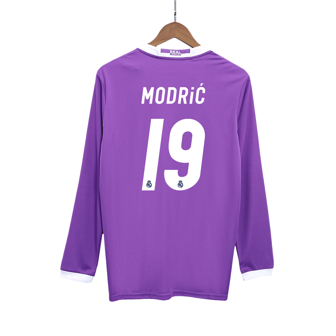 Real Madrid MODRIĆ #19 Away Soccer Jersey Retro 2016/17 - Long Sleeve
