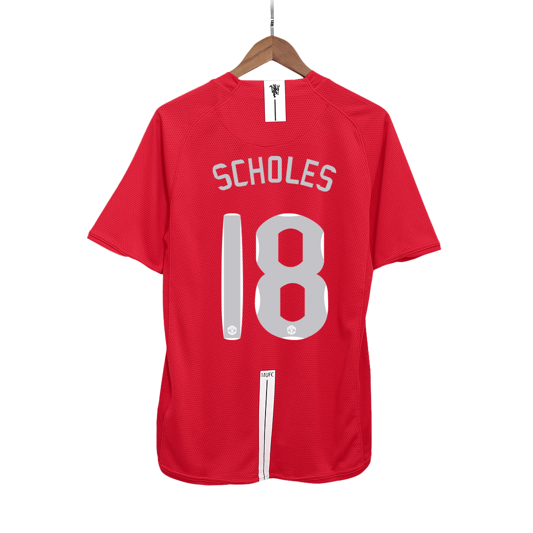 Manchester United SCHOLES #18 Home Soccer Jersey Retro 2007/08 - UCL Final