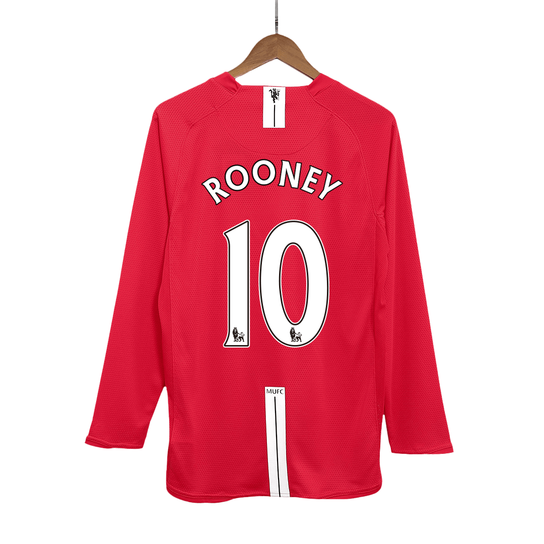 Manchester United ROONEY #10 Home Soccer Jersey Retro 2007/08 - Long Sleeve