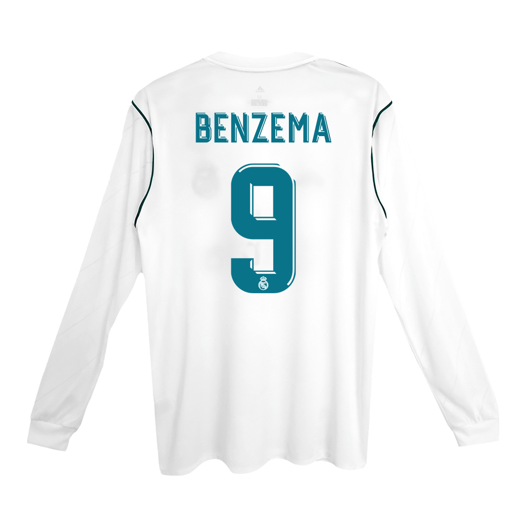 Real Madrid BENZEMA #9 Home Soccer Jersey Retro 2017/18 - Long Sleeve