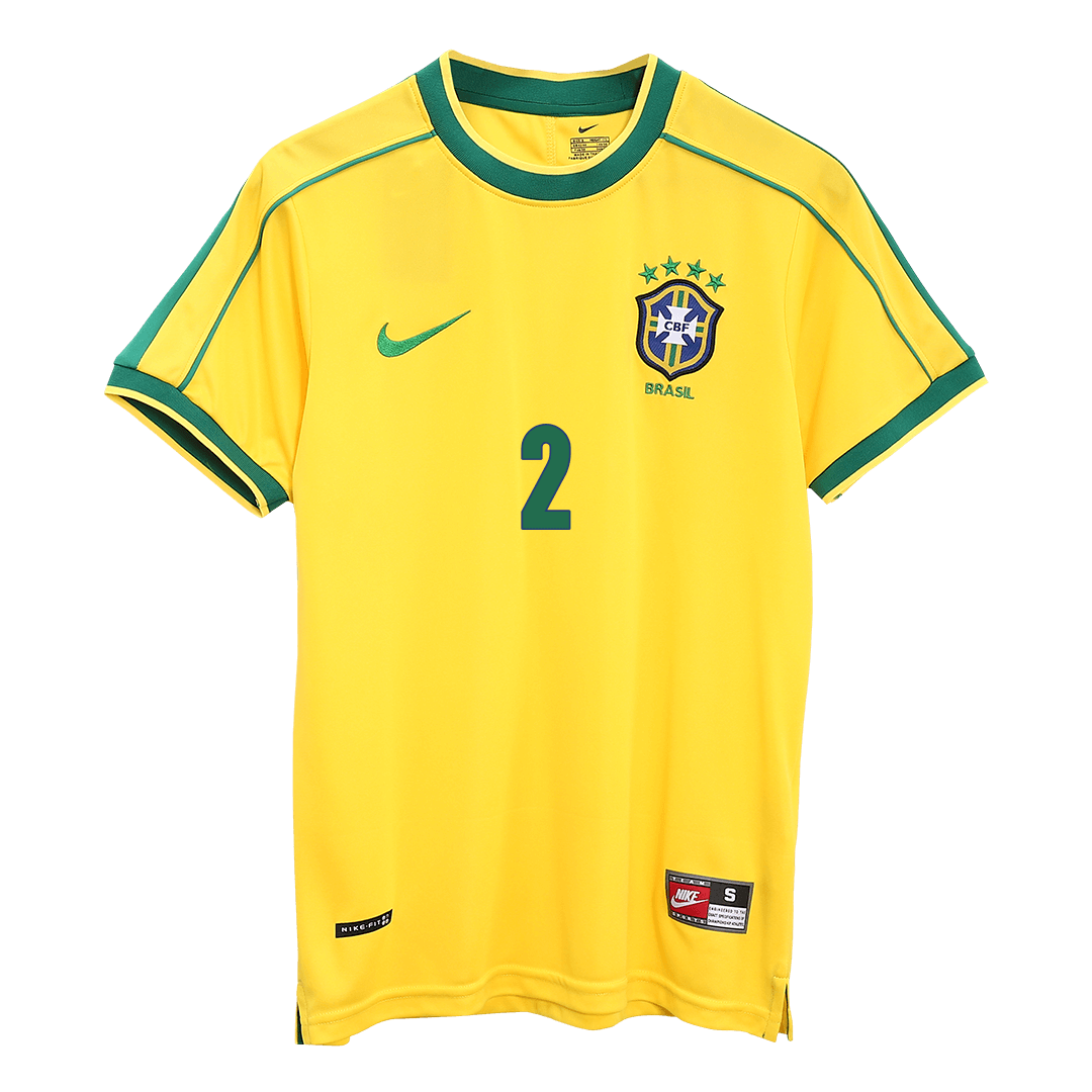 Brazil CAFU #2 Home Soccer Jersey Retro 1998