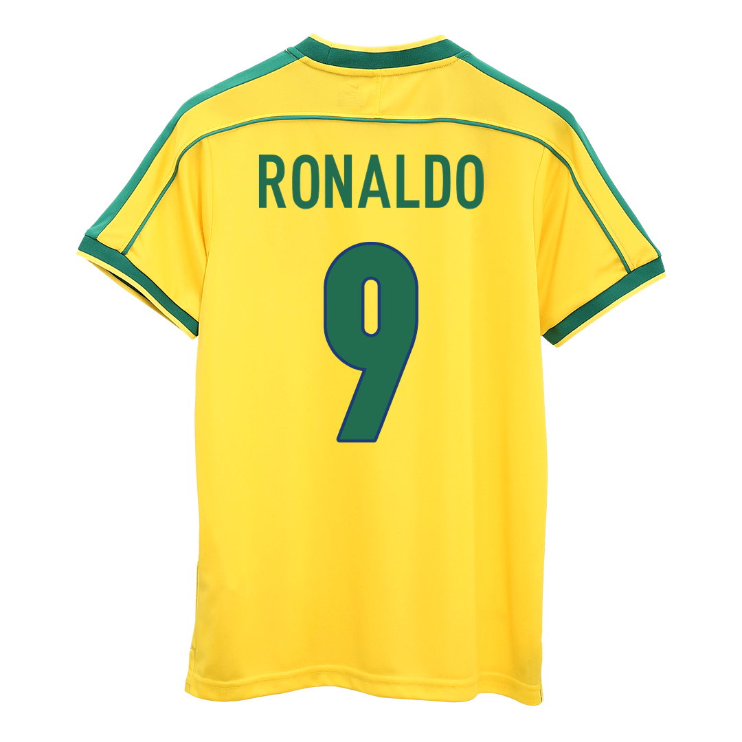 Brazil RONALDO #9 Home Soccer Jersey Retro 1998