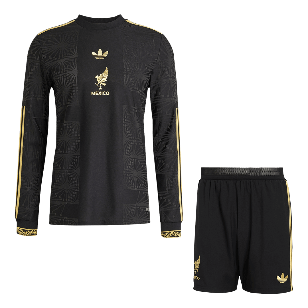 Mexico Third Away Soccer Jersey Kit Authentic 2025 (Jersey+Shorts) - Long Sleeve - Gold Cup