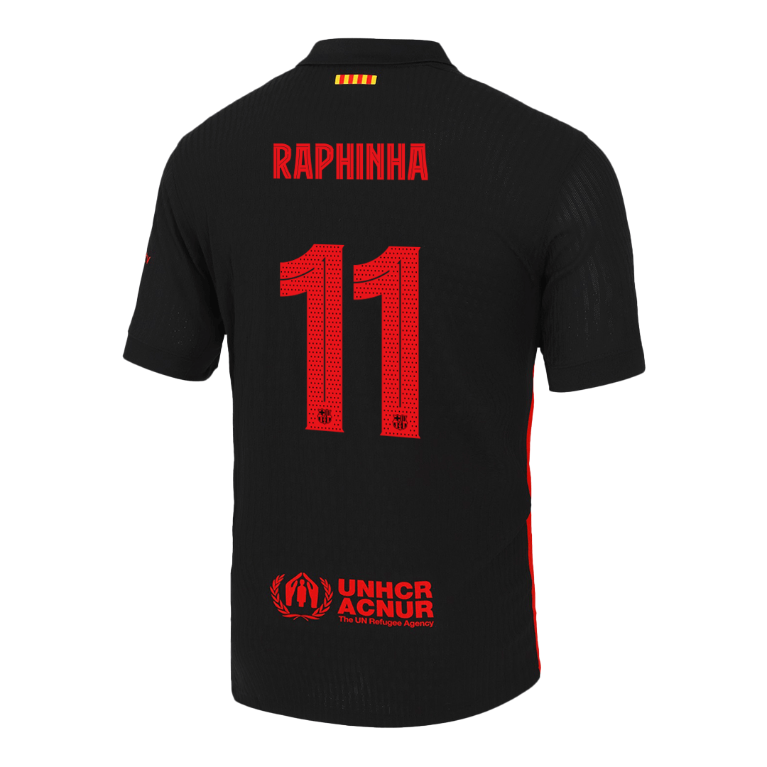 Barcelona RAPHINHA #11 Away Soccer Jersey Authentic 2024/25 - UCL Edition (Spotify Logo Without Text)