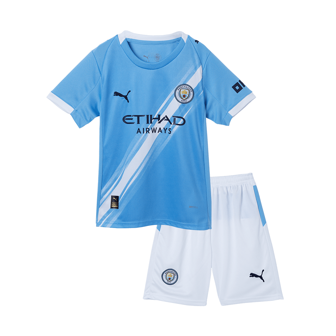 Manchester City Home Soccer Jersey Kit 2025/26 Kids(Jersey+Shorts)