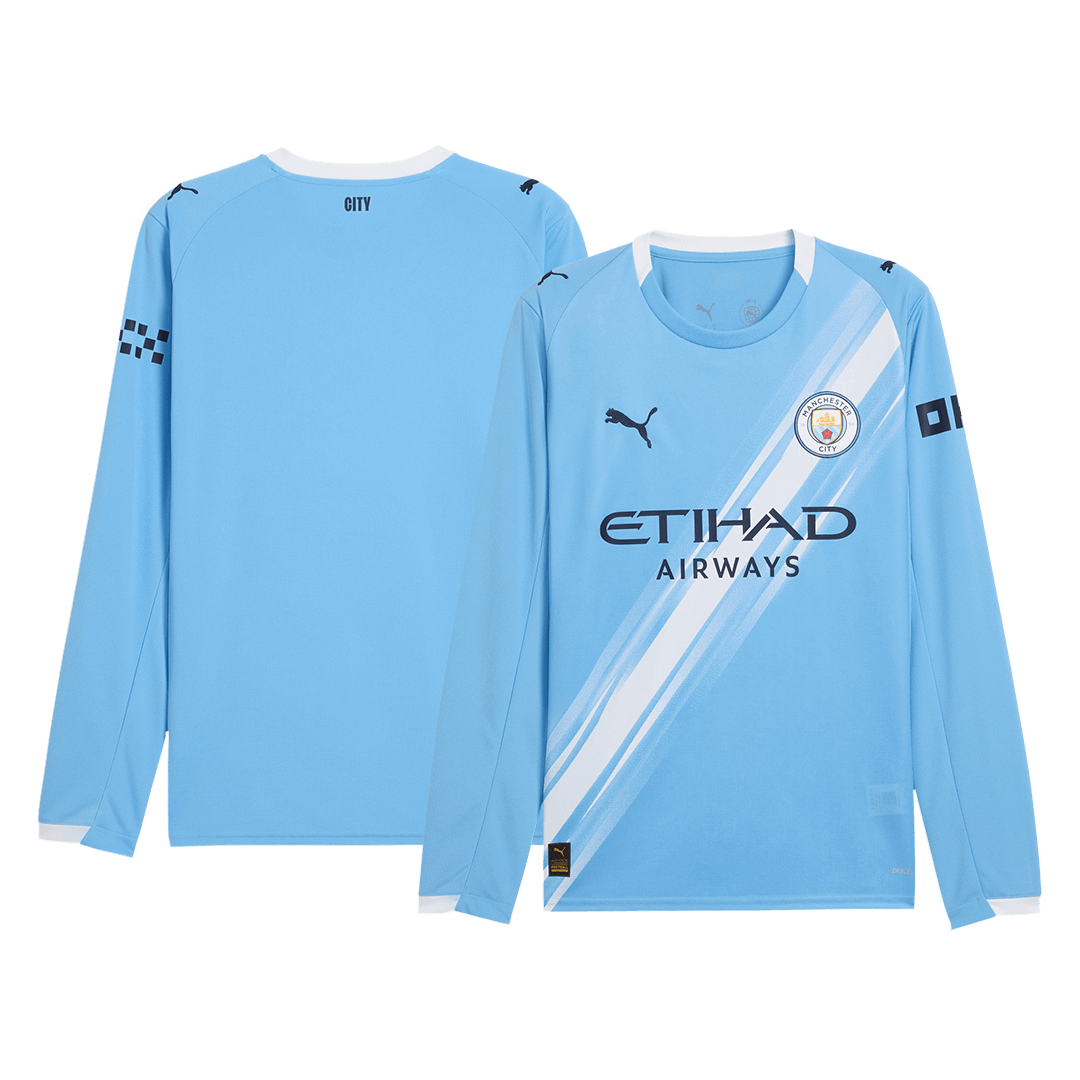 Manchester City Long Sleeve Home Soccer Jersey 2025/26