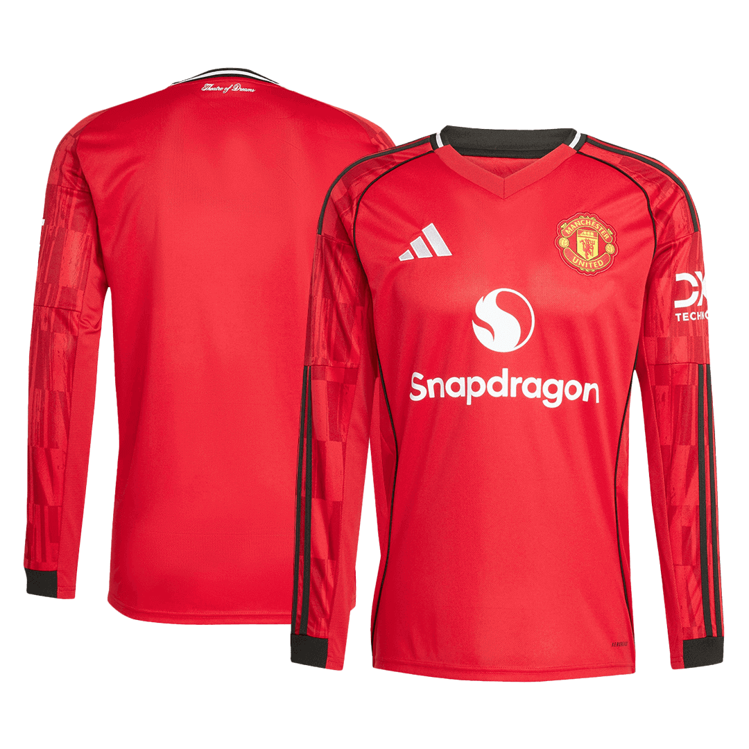 Manchester United Long Sleeve Home Soccer Jersey 2025/26