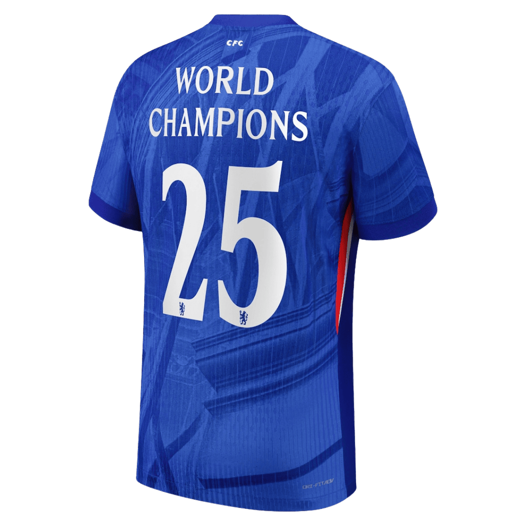 Chelsea WORLD CHAMPIONS #25 Home Soccer Jersey Authentic 2025/26 with chest badge