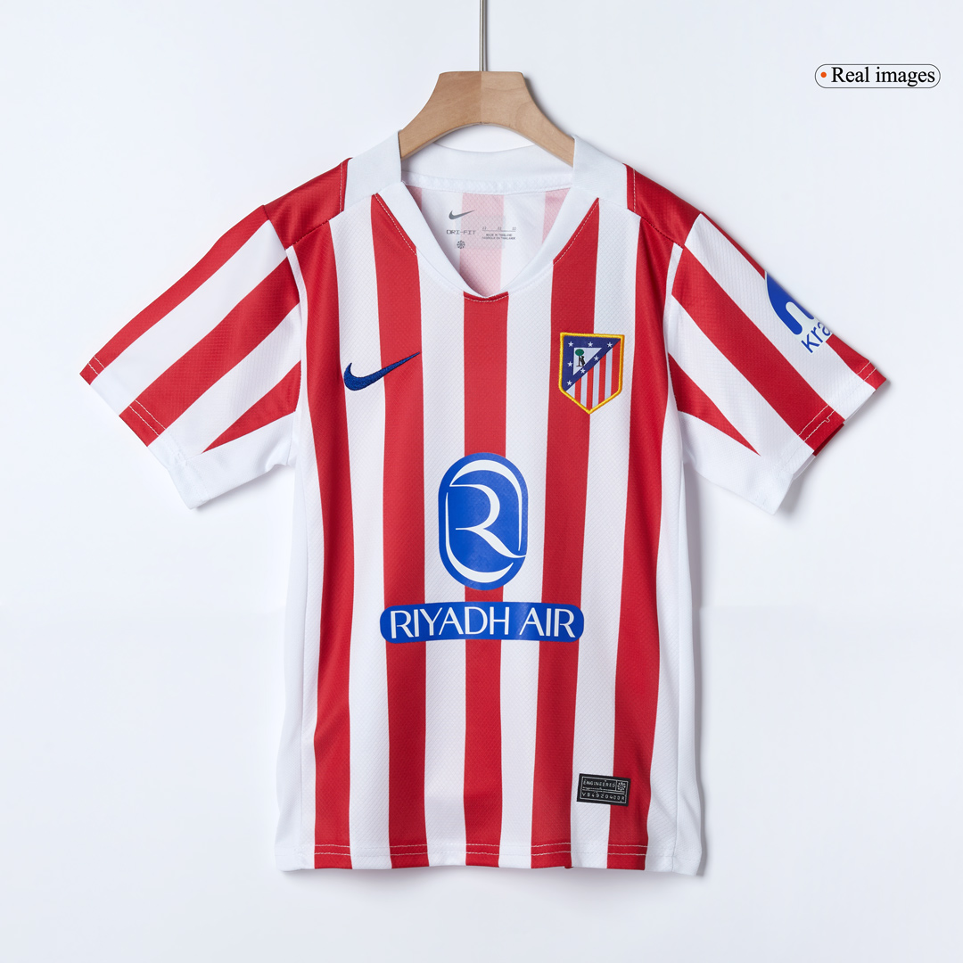 Atletico Madrid Home Soccer Jersey Kit 2025/26 Kids(Jersey+Shorts)