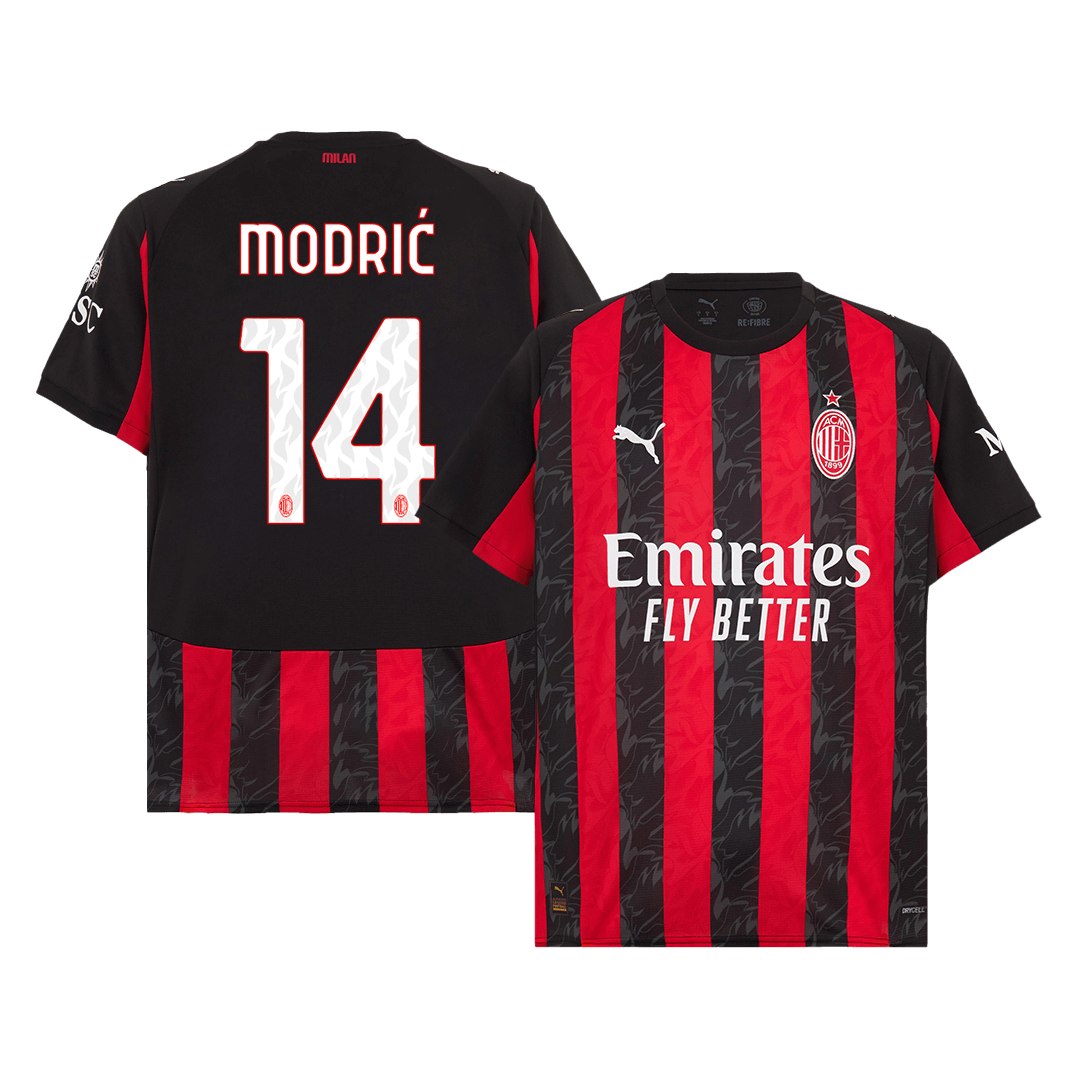 AC Milan MODRIĆ #14 Home Soccer Jersey 2025/26