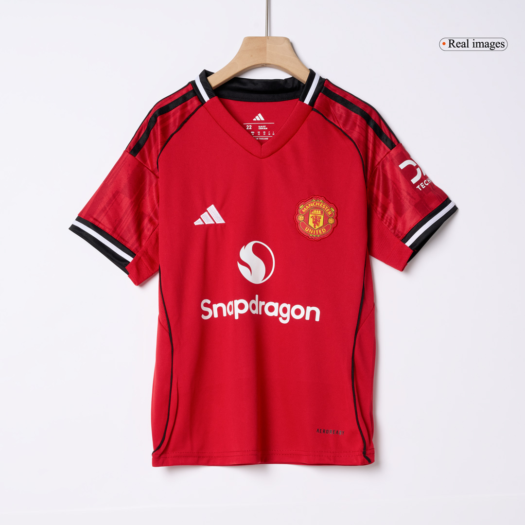 Manchester United Home Soccer Jersey Kit 2025/26 Kids(Jersey+Shorts)